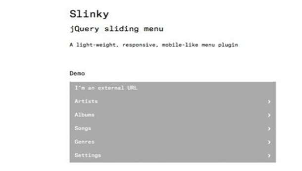 Slinky menu jQuery Plugin